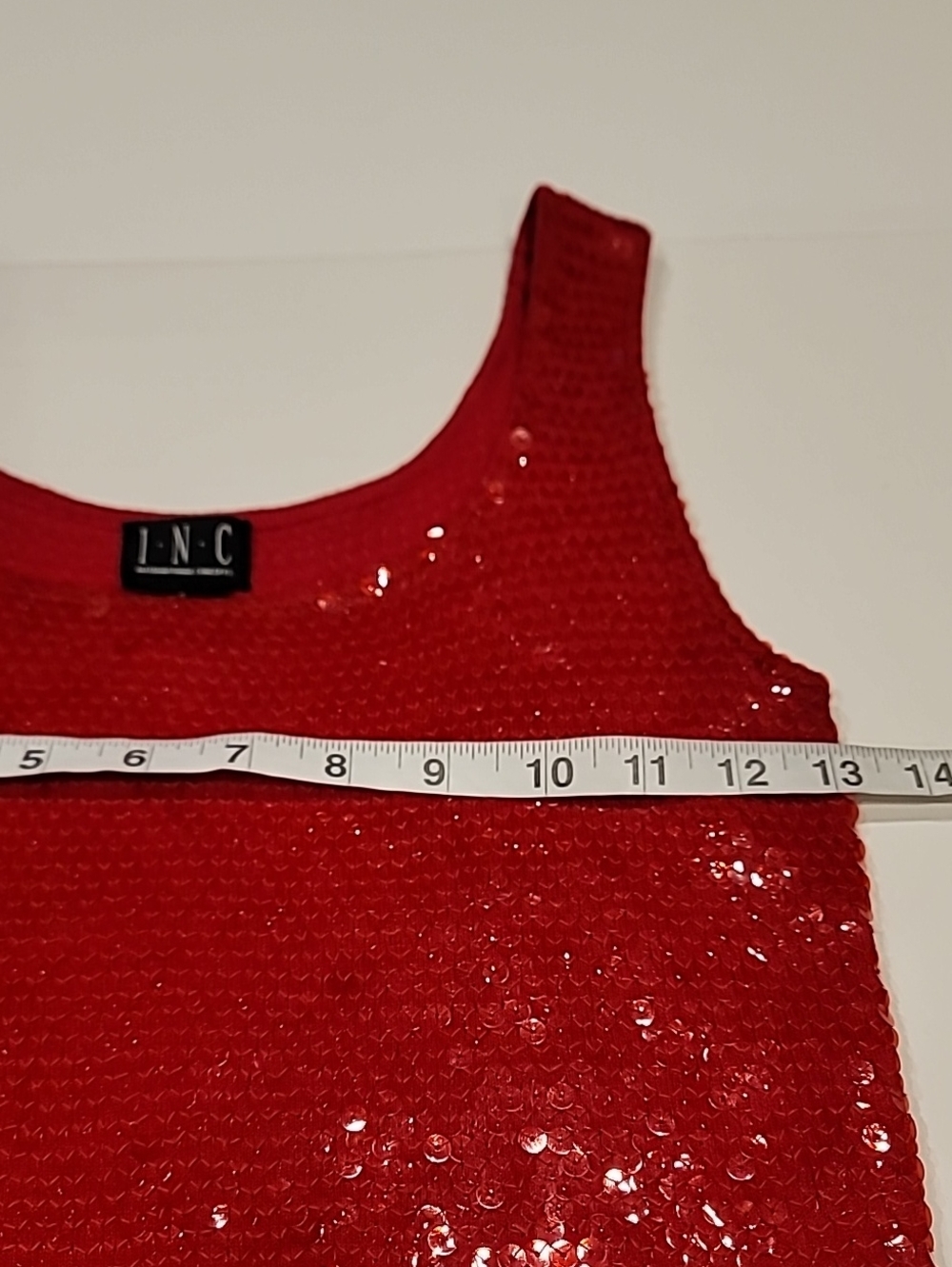 INC International Concepts Red Sequin Tank Top - Women's Sleeveless Knit Small - Picture 7 of 9